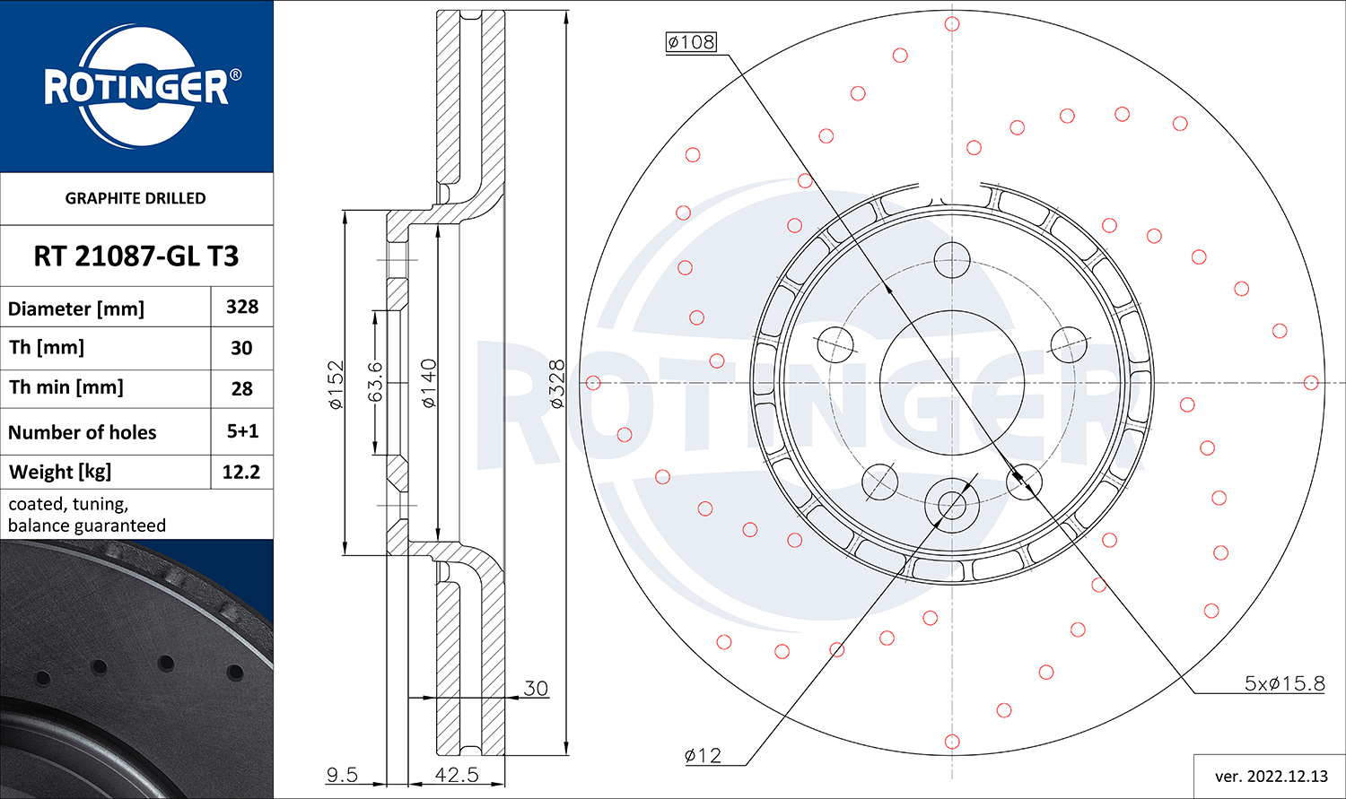 ROTINGER Féktárcsa, mind RT21087-GLT3_ROT